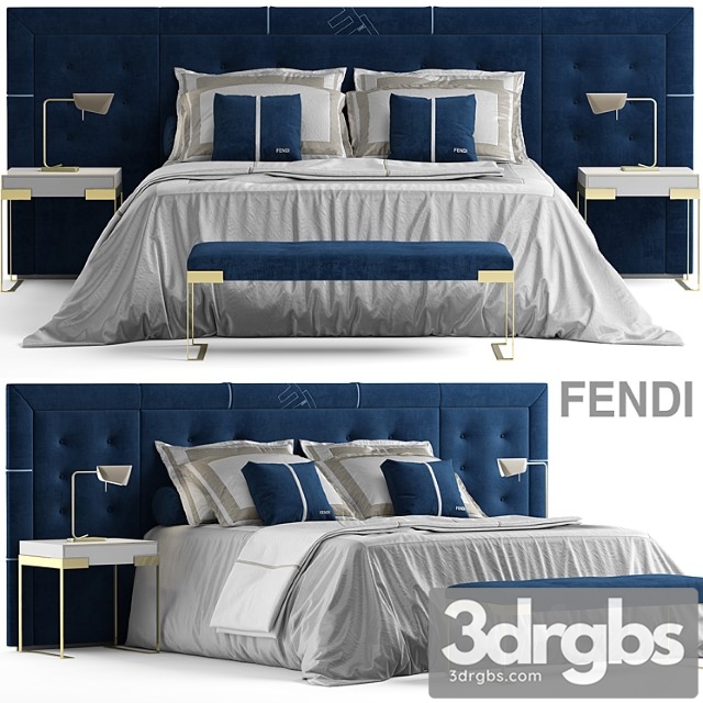 Bed fendi pincio bed 2 3dsmax Download - thumbnail 1