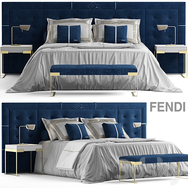 Bed fendi pincio bed 3DSMax File - thumbnail 1