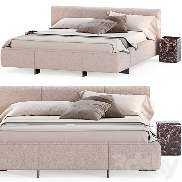 Bed from the Minotti factory Yves-bed series 3ds Max - thumbnail 1