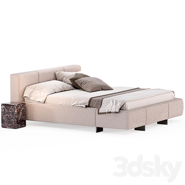 Bed from the Minotti factory Yves-bed series 3ds Max - thumbnail 2