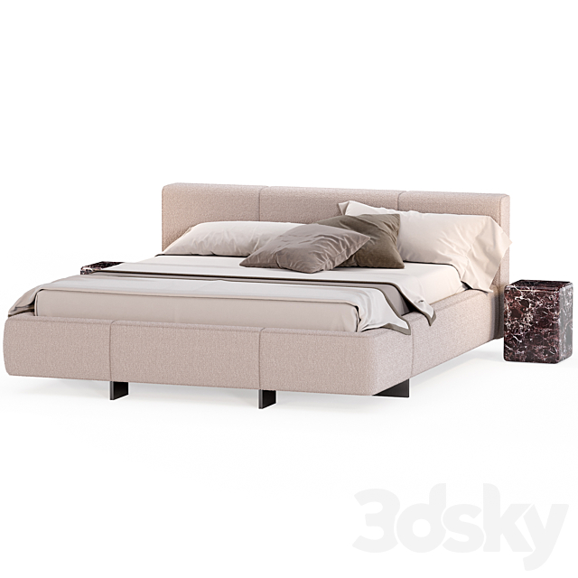 Bed from the Minotti factory Yves-bed series 3ds Max - thumbnail 3