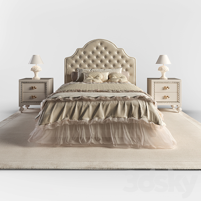 Bed Halley Spenser slim. bedside table ALTAMODA Mimi. lamp Halley Basamento grande love 3DSMax File - thumbnail 2