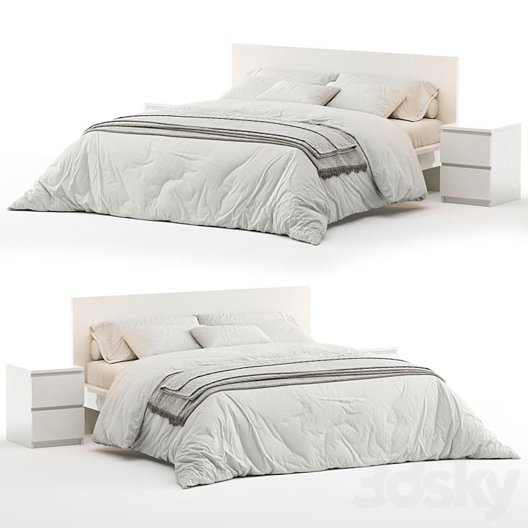 Bed IKEA Malm 3DS Max Model - thumbnail 2