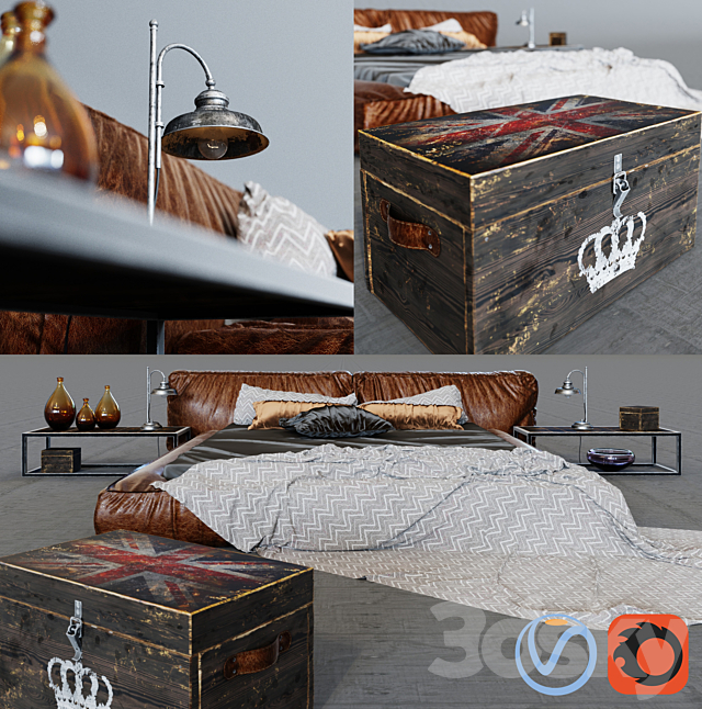 Bed Illini in loft 3DSMax File - thumbnail 1