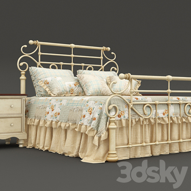 bed in the style of Provence 3DSMax File - thumbnail 1