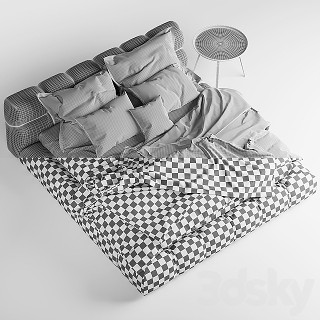 Bed Italia Tufty Bed 3DS Max Model - thumbnail 3