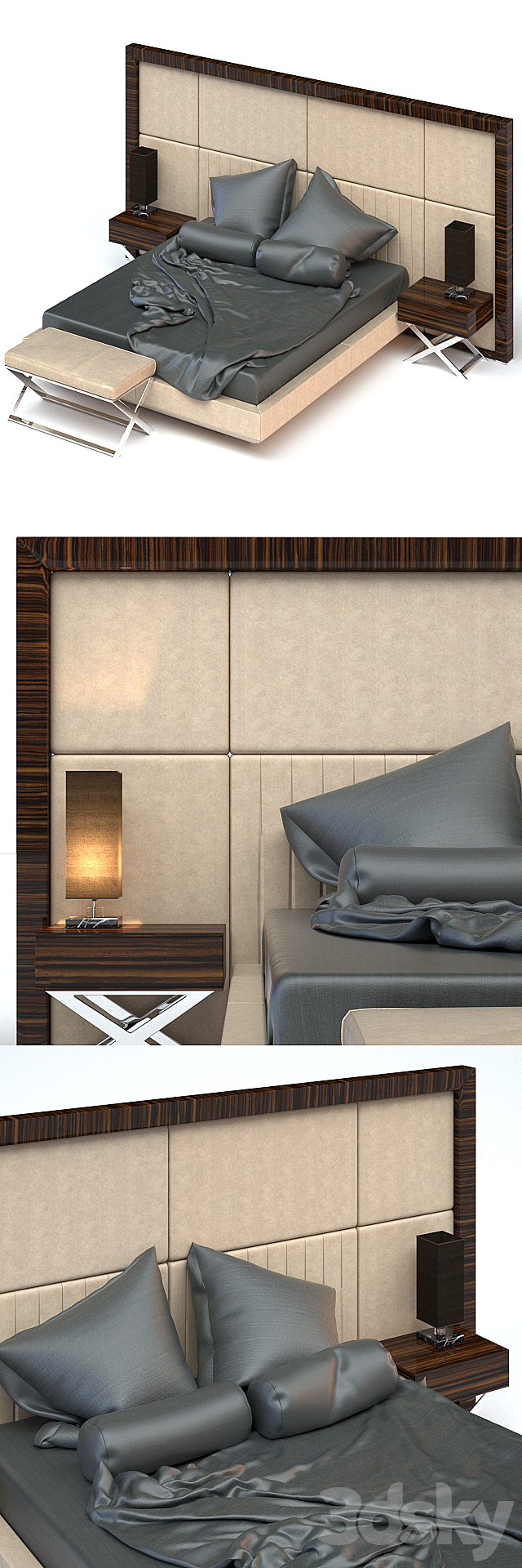 Bed Kimera Double Bed set by Capital (Atmosphera) 3DSMax File - thumbnail 2