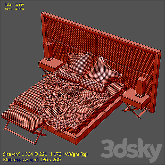 Bed Kimera Double Bed set by Capital (Atmosphera) 3DSMax File - thumbnail 3