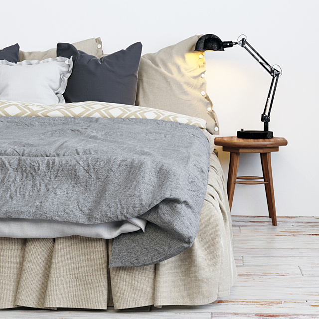 Bed linen in Scandinavian interior 3DSMax File - thumbnail 2