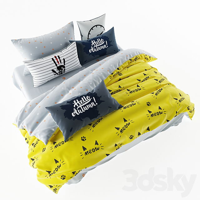 Bed linen meow 3DSMax File - thumbnail 1