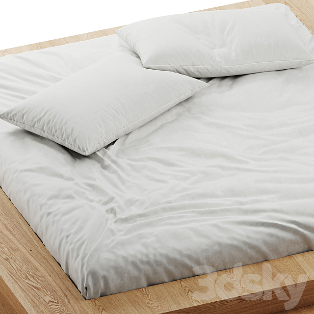 Bed linen with pillows 3DS Max Model - thumbnail 4