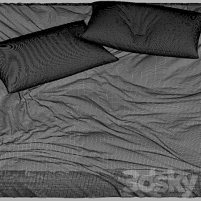 Bed linen with pillows 3DS Max Model - thumbnail 6