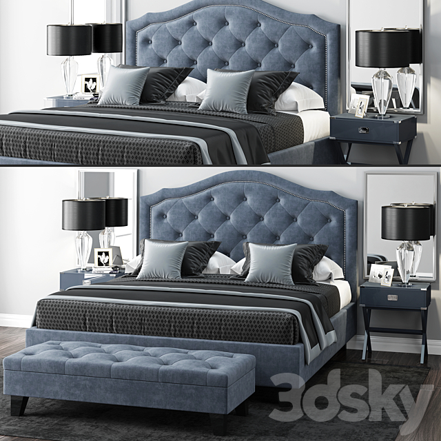 Bed LuXeo Brentwood Queen Tufted 3DSMax File - thumbnail 1