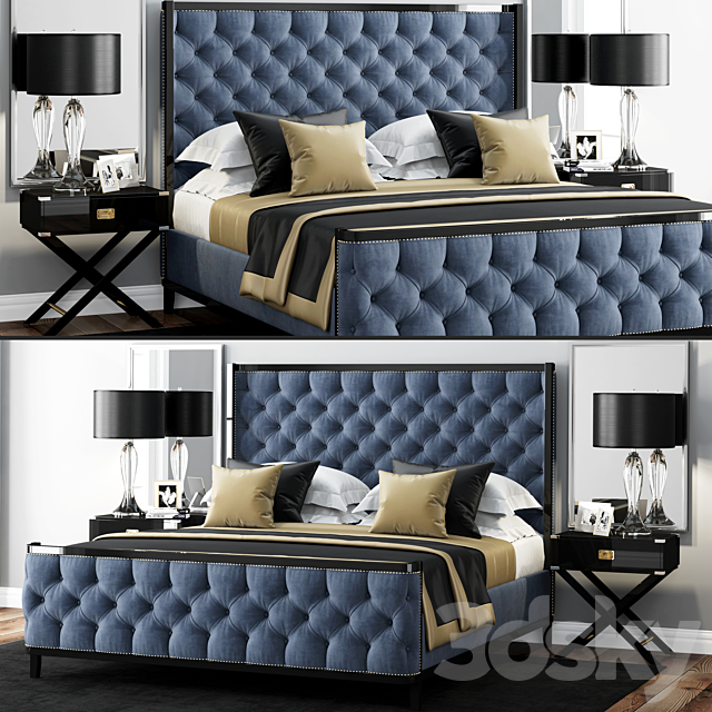 Bed LuXeo USA Kensington Queen Tufted 3DSMax File - thumbnail 1