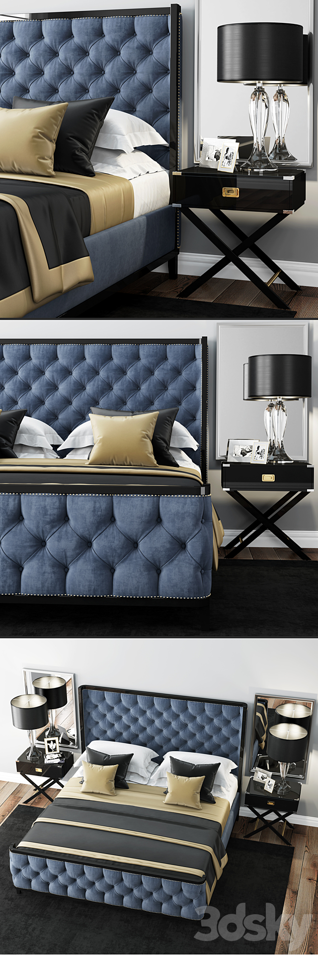 Bed LuXeo USA Kensington Queen Tufted 3DSMax File - thumbnail 2