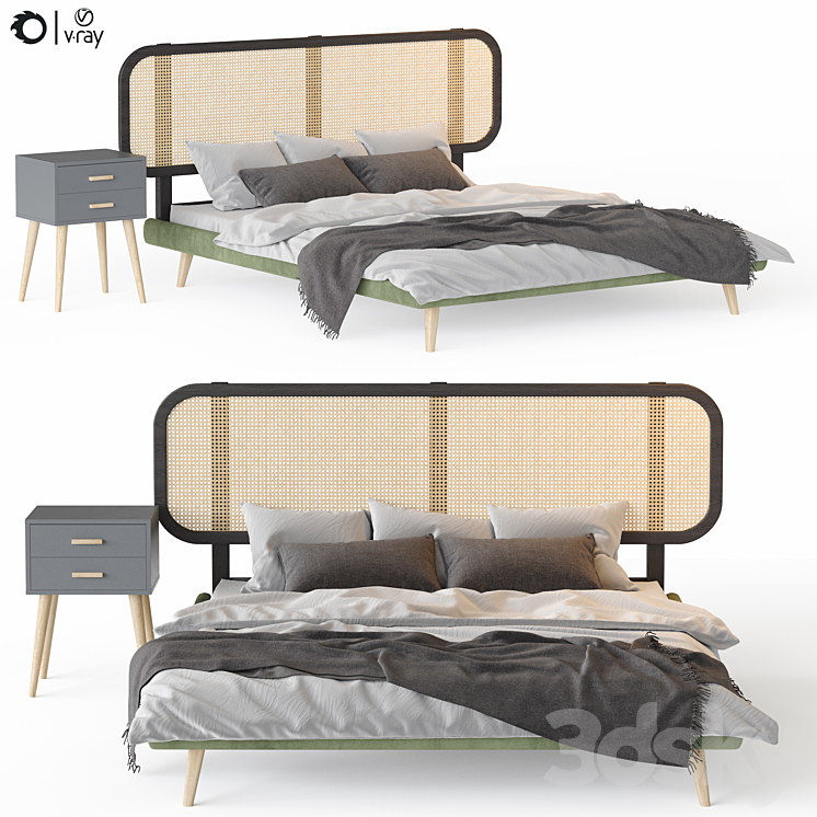 Bed Male table Evaine 3DS Max Model - thumbnail 1