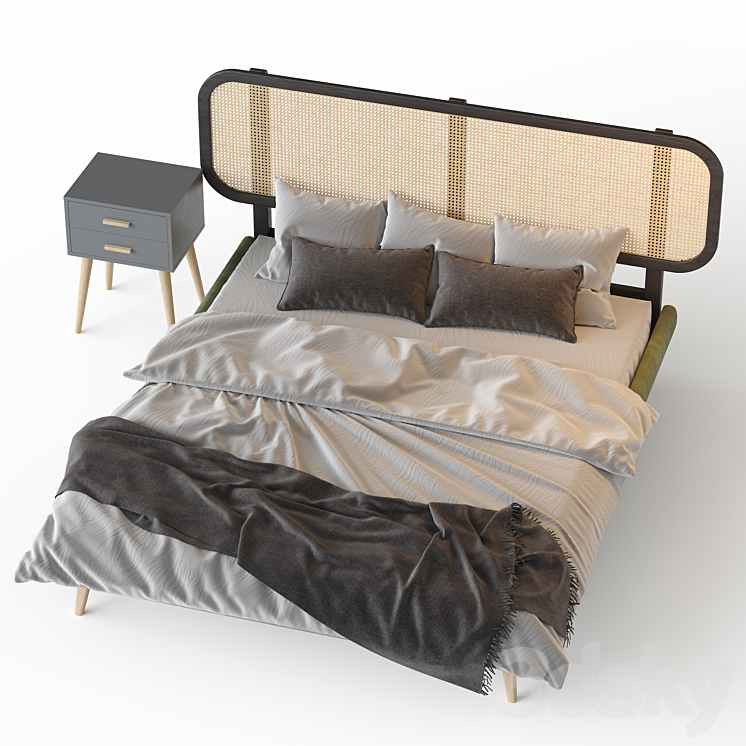 Bed Male table Evaine 3DS Max Model - thumbnail 2