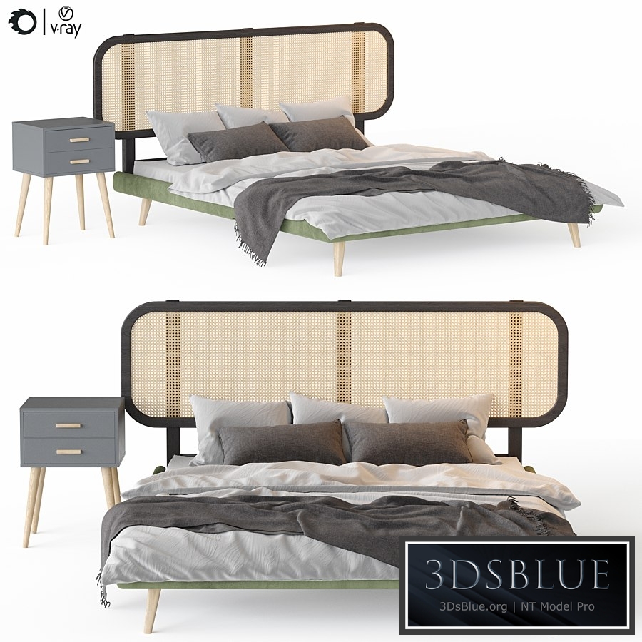 Bed Male table Evaine 3DS Max - thumbnail 3