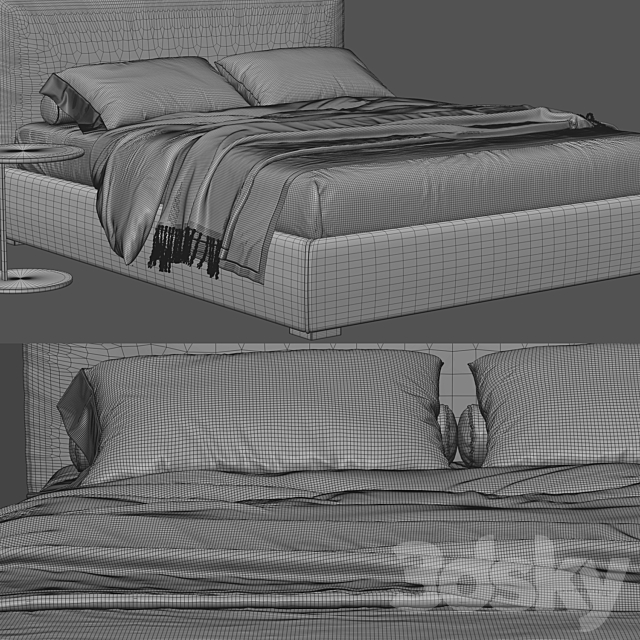 Bed Meridiani Stone 01 3ds Max - thumbnail 3