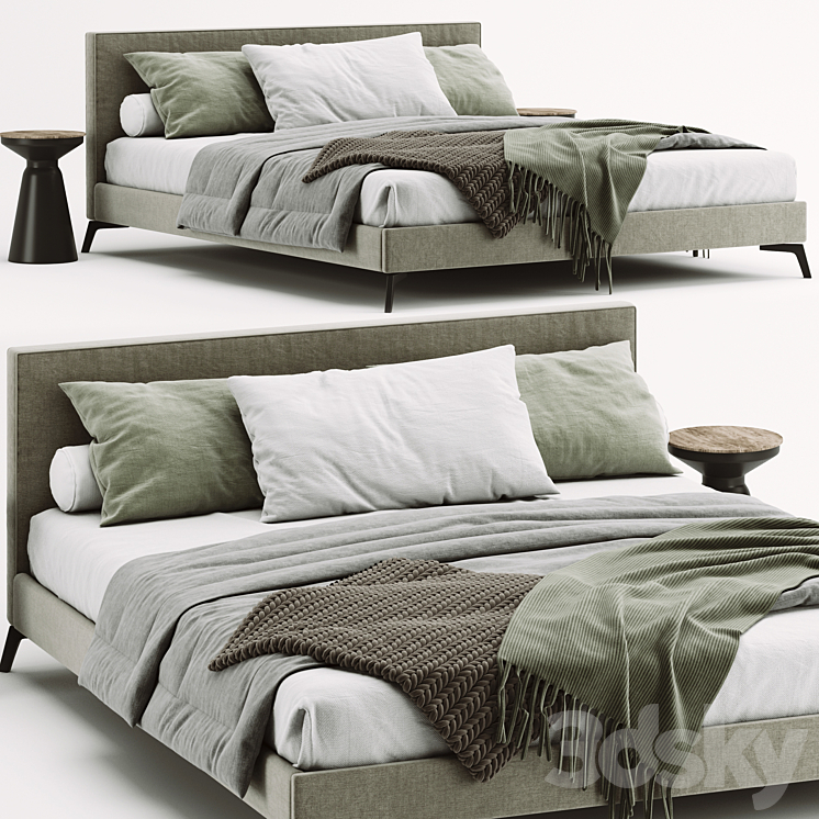 Bed Meridiani Stone Up 3DS Max Model - thumbnail 1