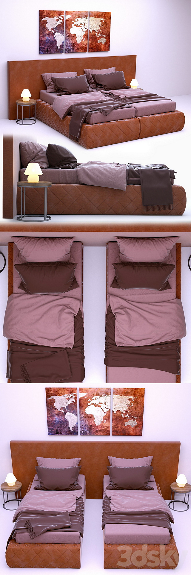 Bed Meridiani Tuyo Low Plain + Spring Base Diamond 3DSMax File - thumbnail 2