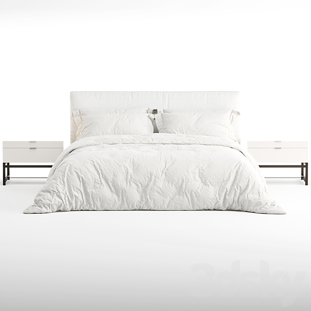 Bed Minotti Andersen (White) 3DSMax File - thumbnail 3