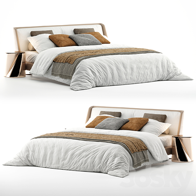 Bed minotti spencer 3DS Max Model - thumbnail 3