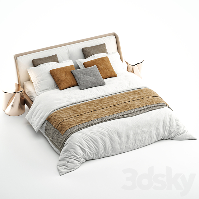 Bed minotti spencer 3DS Max Model - thumbnail 4