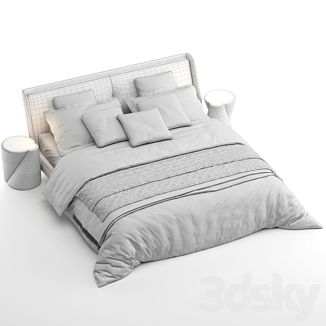 Bed minotti spencer 3DS Max Model - thumbnail 6