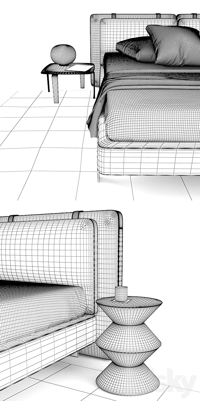 Bed Minotti Tatlin “Soft” 3DSMax File - thumbnail 3