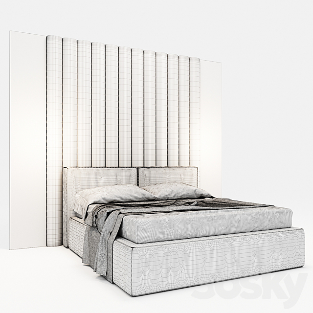 Bed Modern 3DS Max Model - thumbnail 2