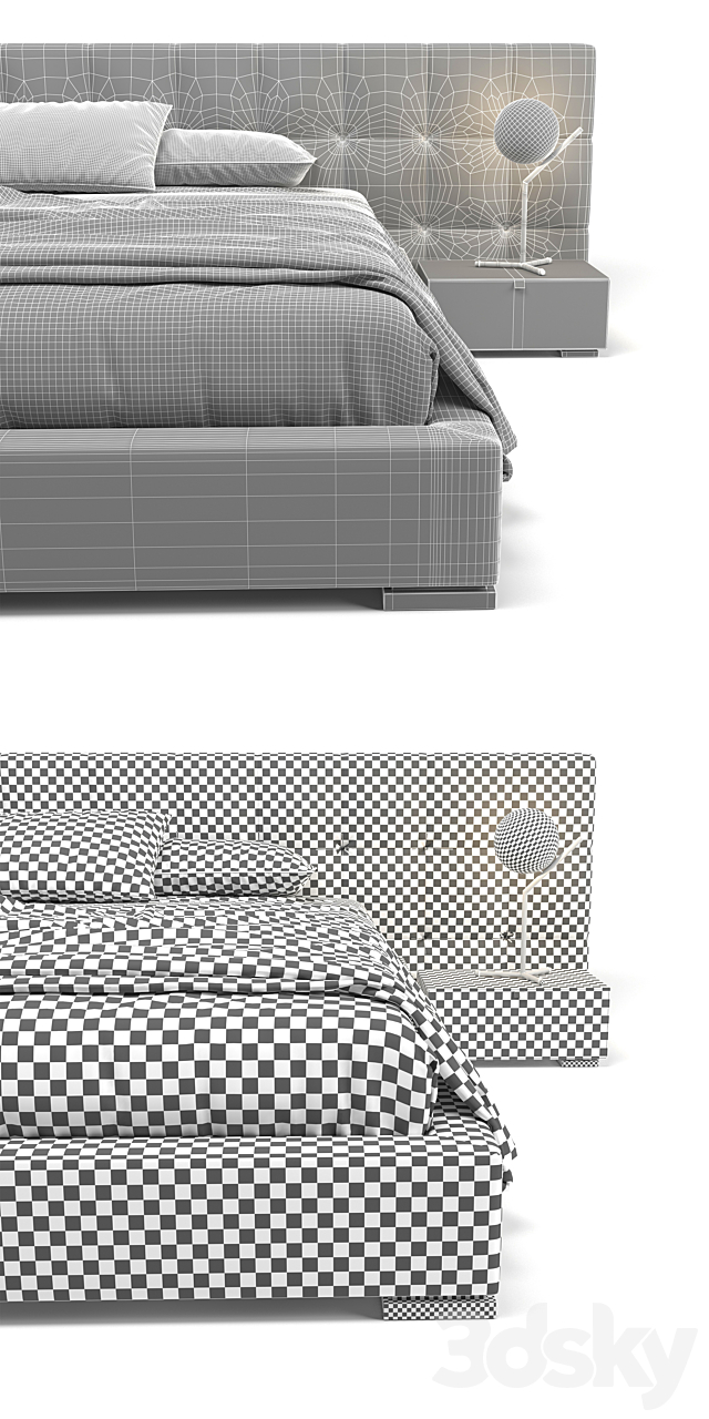 Bed Oscar capitonne 3DSMax File - thumbnail 3