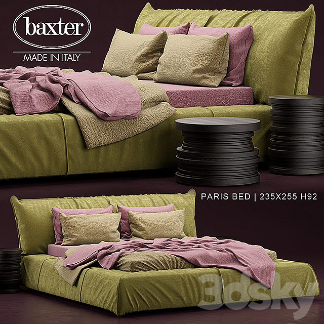 Bed PARIS BED baxter 3DS Max Model - thumbnail 1