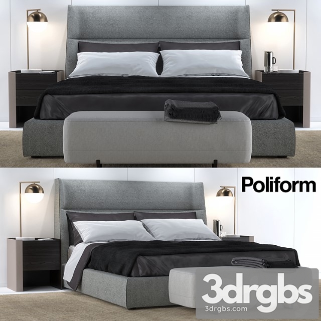 Bed poliform chloe letto 2 3dsmax Download - thumbnail 1