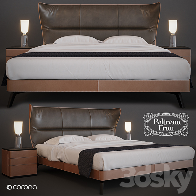 Bed Poltronafrau MAMY BLUE BED and bedside tables FIDELIO NOTTE 3DSMax File - thumbnail 1