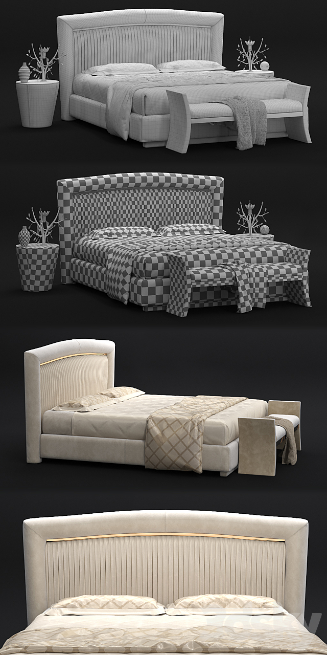 Bed Portofino Plissè and couch RICHARD 3DS Max Model - thumbnail 3