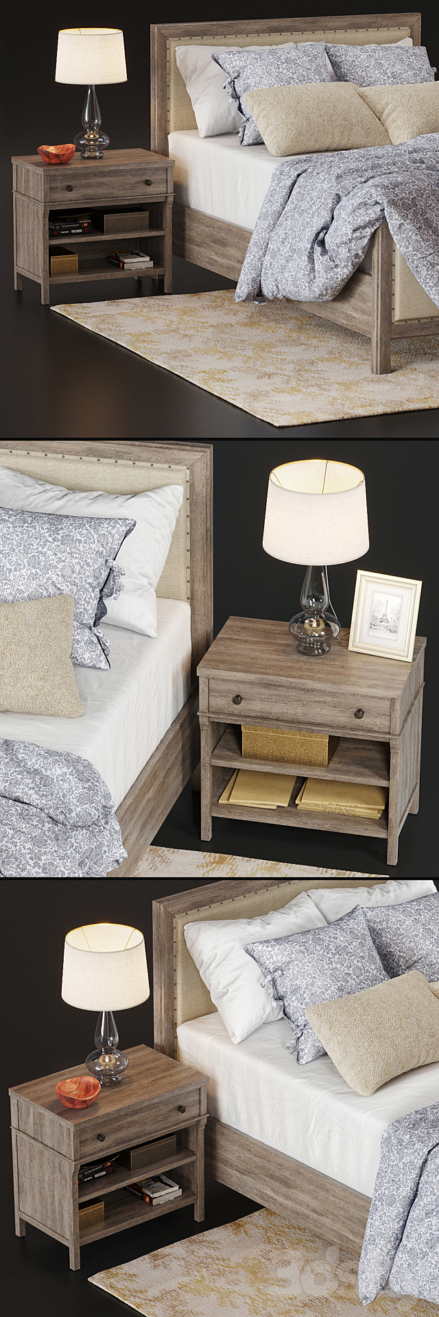 Bed Potterybarn Toulouse wood 3DSMax File - thumbnail 2