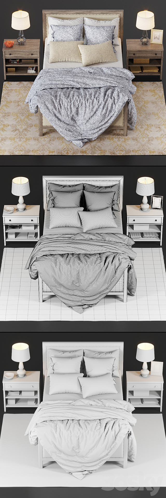 Bed Potterybarn Toulouse wood 3DSMax File - thumbnail 3