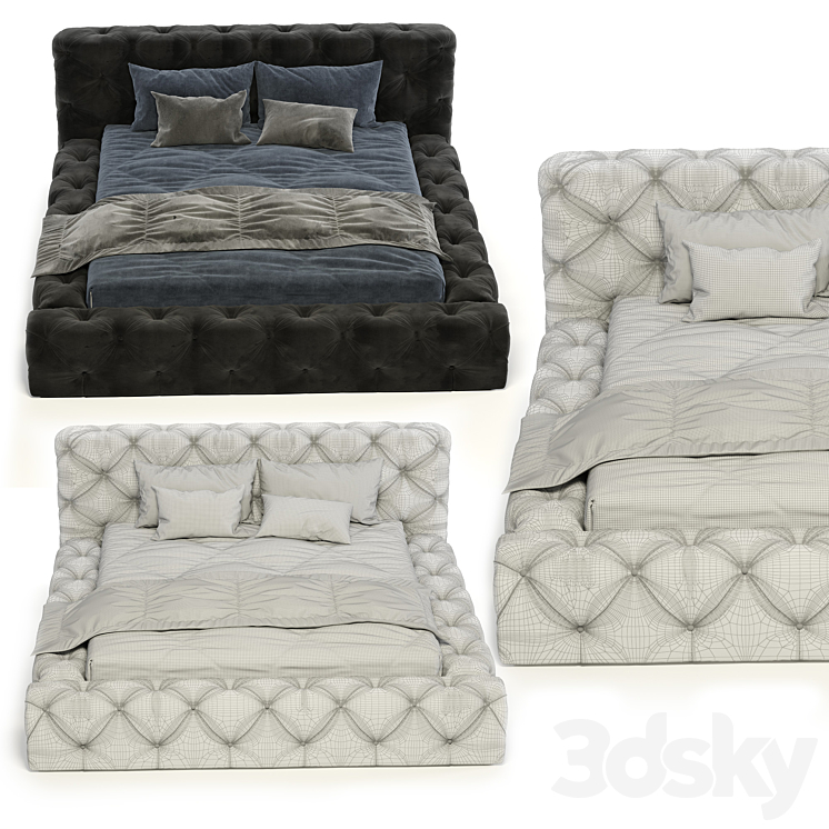 bed rh soho bed 3DS Max Model - thumbnail 2