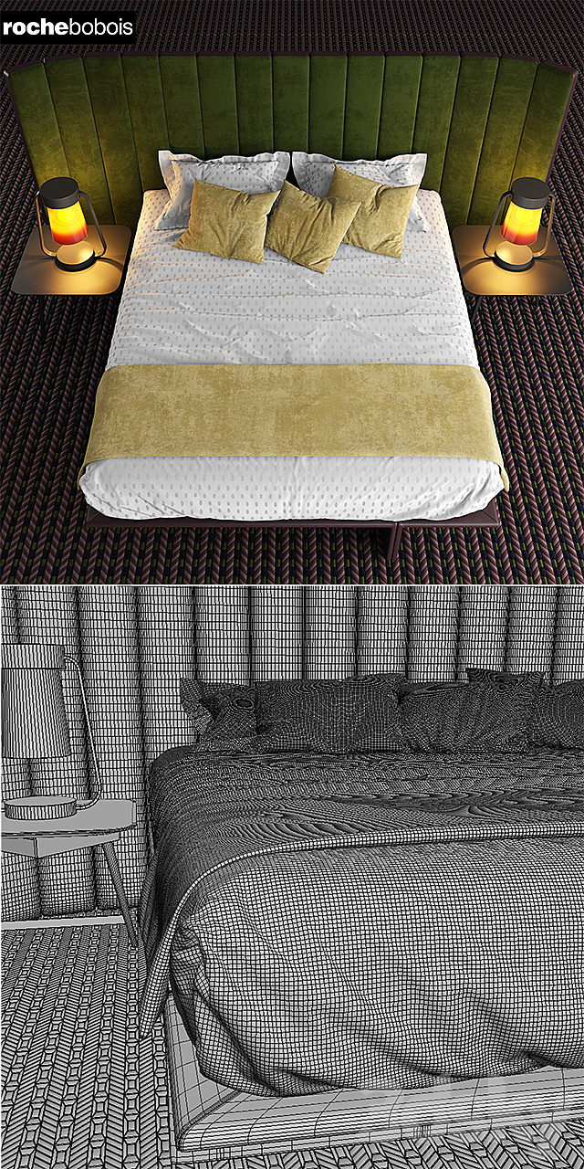 Bed roche bobois backstage bed 3DSMax File - thumbnail 3