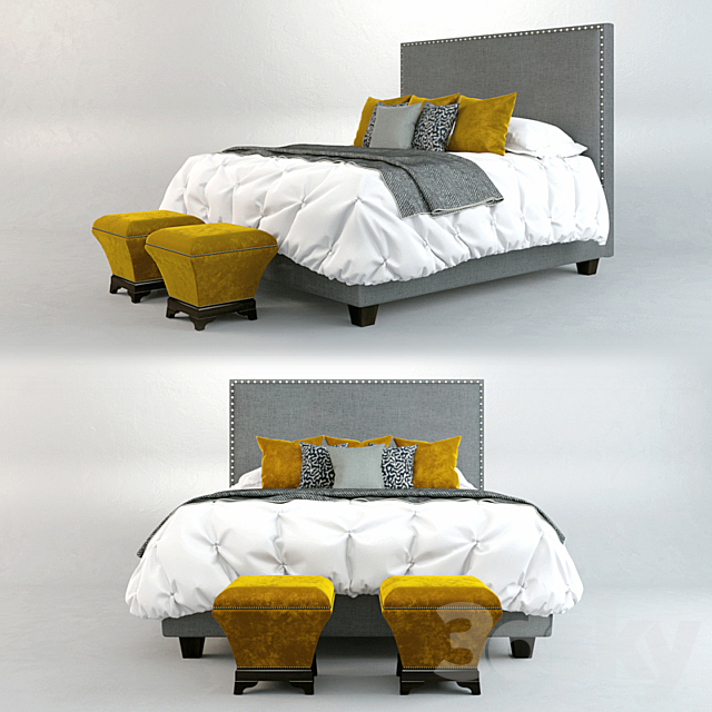 Bed Roy Bosh “Camelot” + pouf “M-Style” 3DSMax File - thumbnail 1