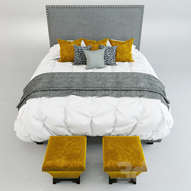 Bed Roy Bosh “Camelot” + pouf “M-Style” 3DSMax File - thumbnail 2