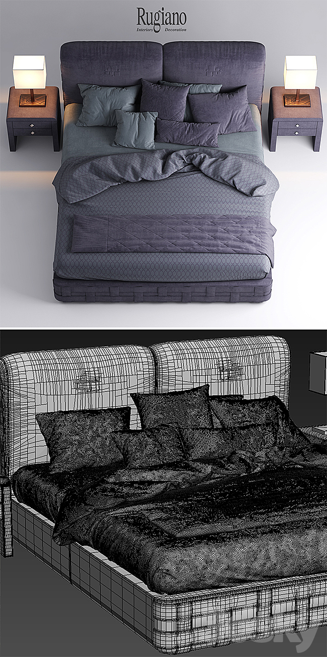 Bed rugiano braid bed 3DSMax File - thumbnail 3