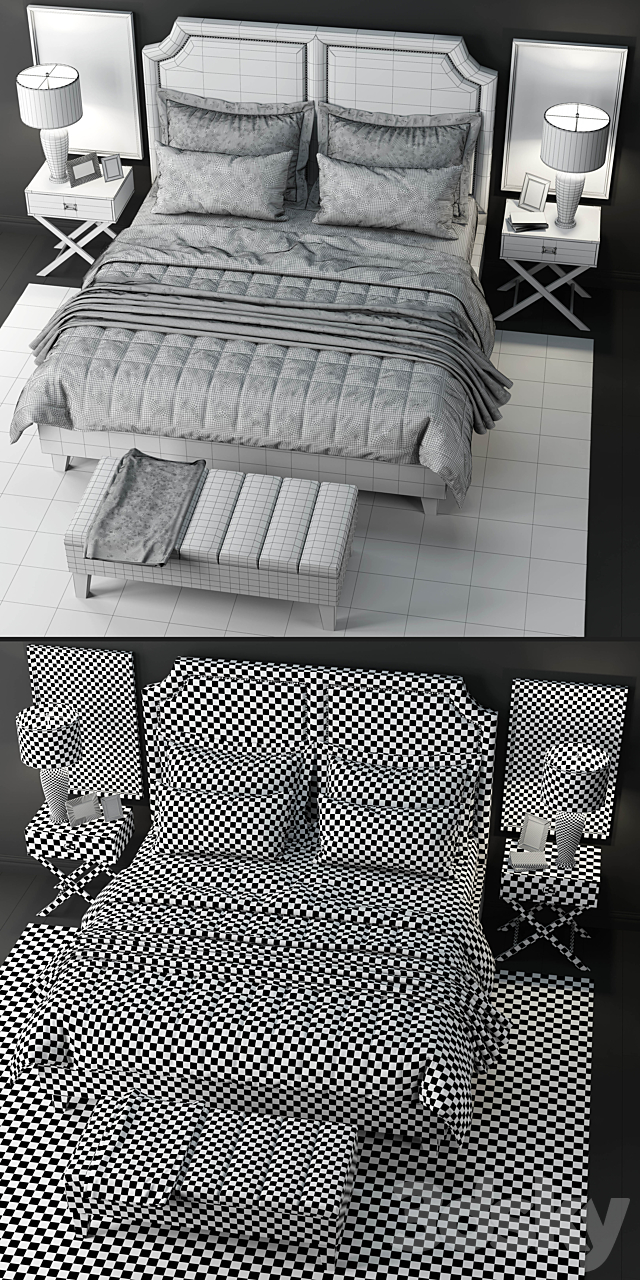 Bed Sanibel Queen Upholstered 3DSMax File - thumbnail 3