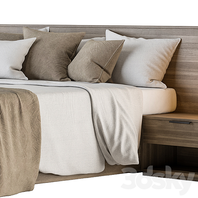 Bed Set 11 – White and Brown 3DS Max Model - thumbnail 4