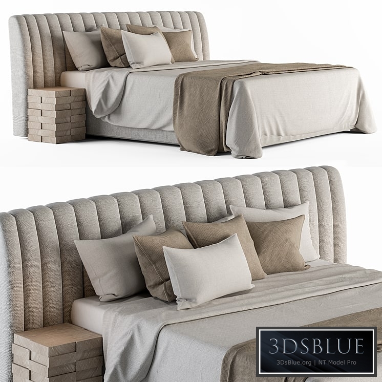 Bed Set 13 – White and Beige 3DS Max - thumbnail 3