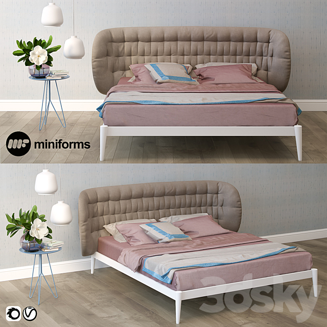 Bed Shiko Capitoné Miniforms 3DS Max Model - thumbnail 1