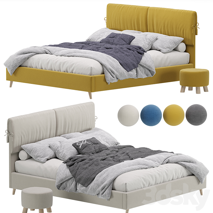 Bed Siteno Minced 160 Barhat Beige by Divan.ru \/ Bed Siteno 3DS Max Model - thumbnail 1