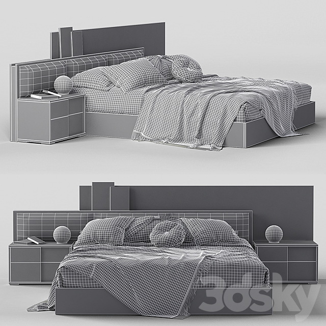 bed Status Futura Gray 3DS Max Model - thumbnail 3