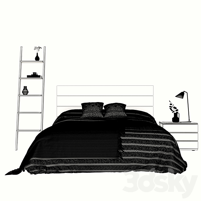 Bed Sueña cabecero Bed set 3DSMax File - thumbnail 2